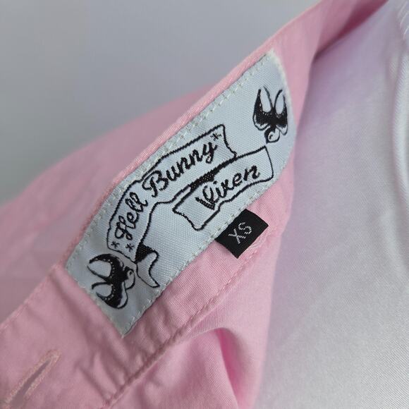 Hell Bunny Vixen Pink Circle Skirt Size XS Retro Pin Up Rockabilly Midi Full - Picture 6 of 8